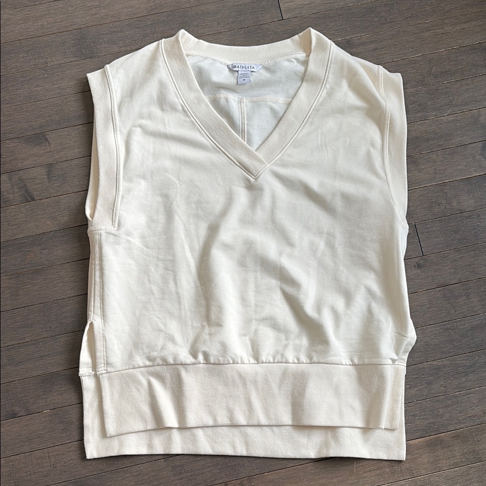Cream Athleta Retroterry Sweater Vest Women’s M